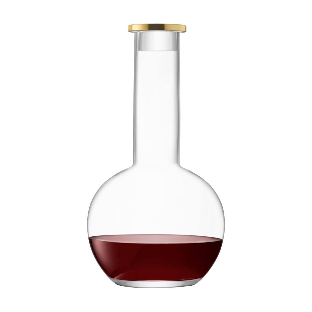 LSA Luca Mouth-Blown Glass Decanter & Stopper 1.5L with Gold Band