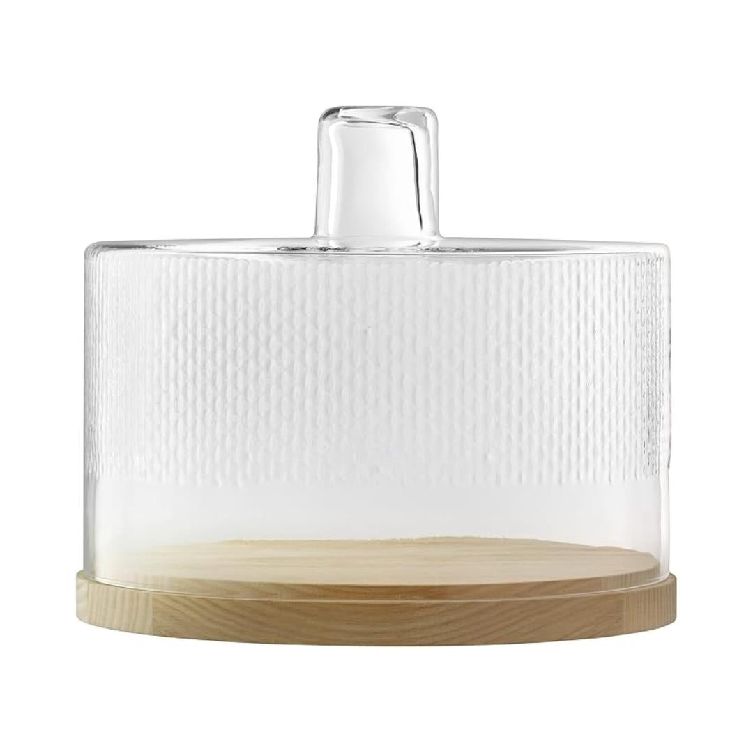 LSA Wicker Glass Serving Dome Ash Base H27.2cm