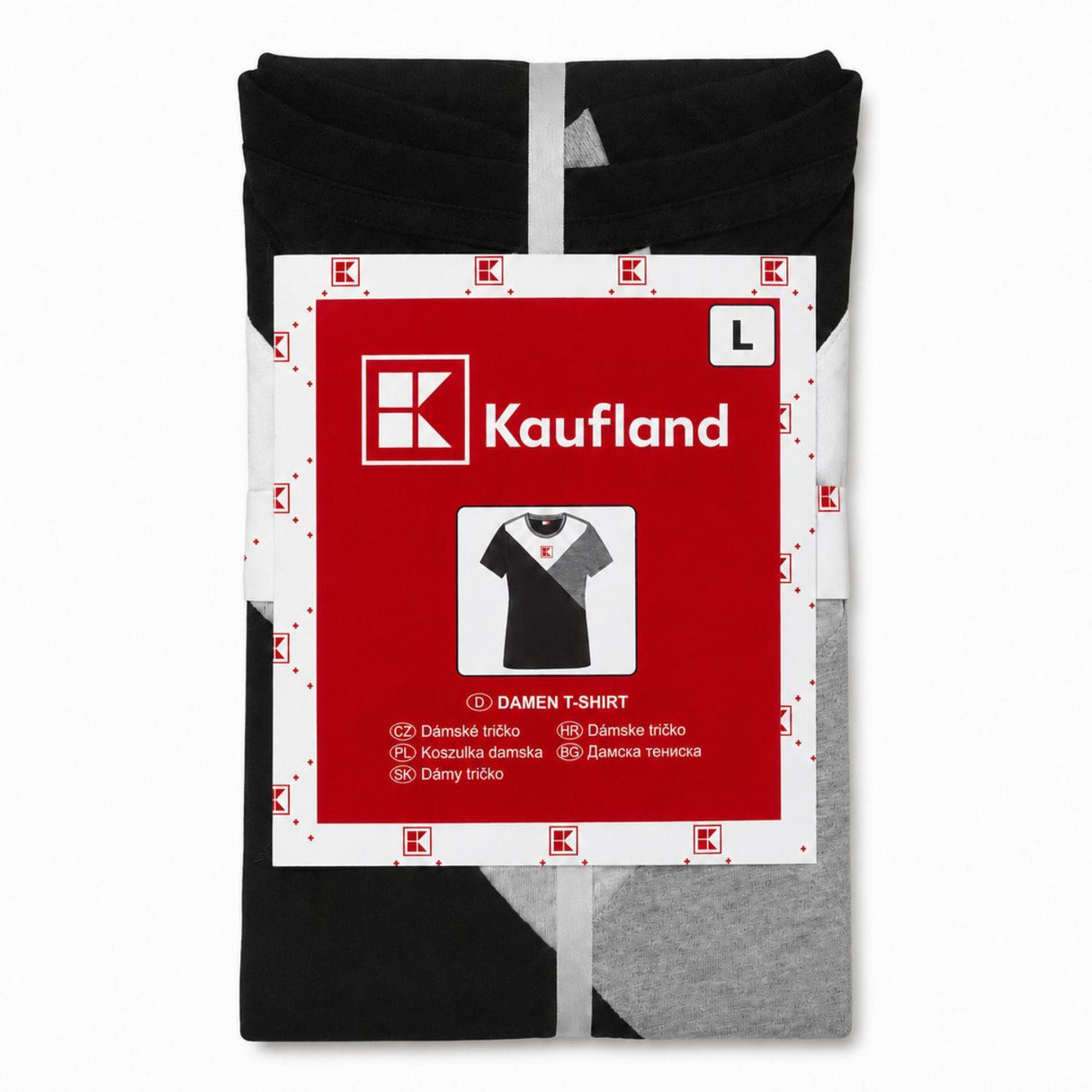Kaufland Women's Black Grey and White 100% Cotton T-Shirt Size L
