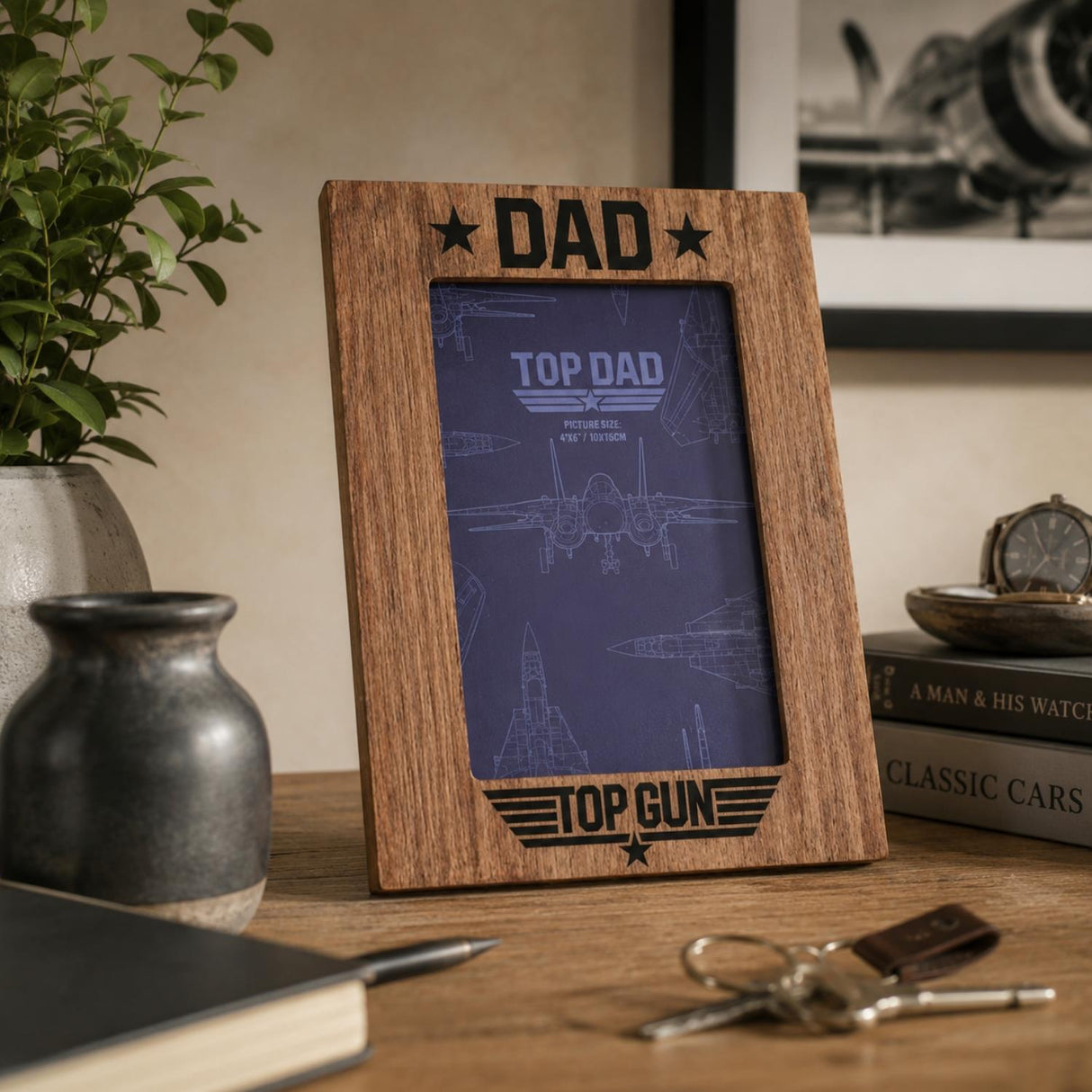 Top Gun Top Dad Photo Frame Brown
