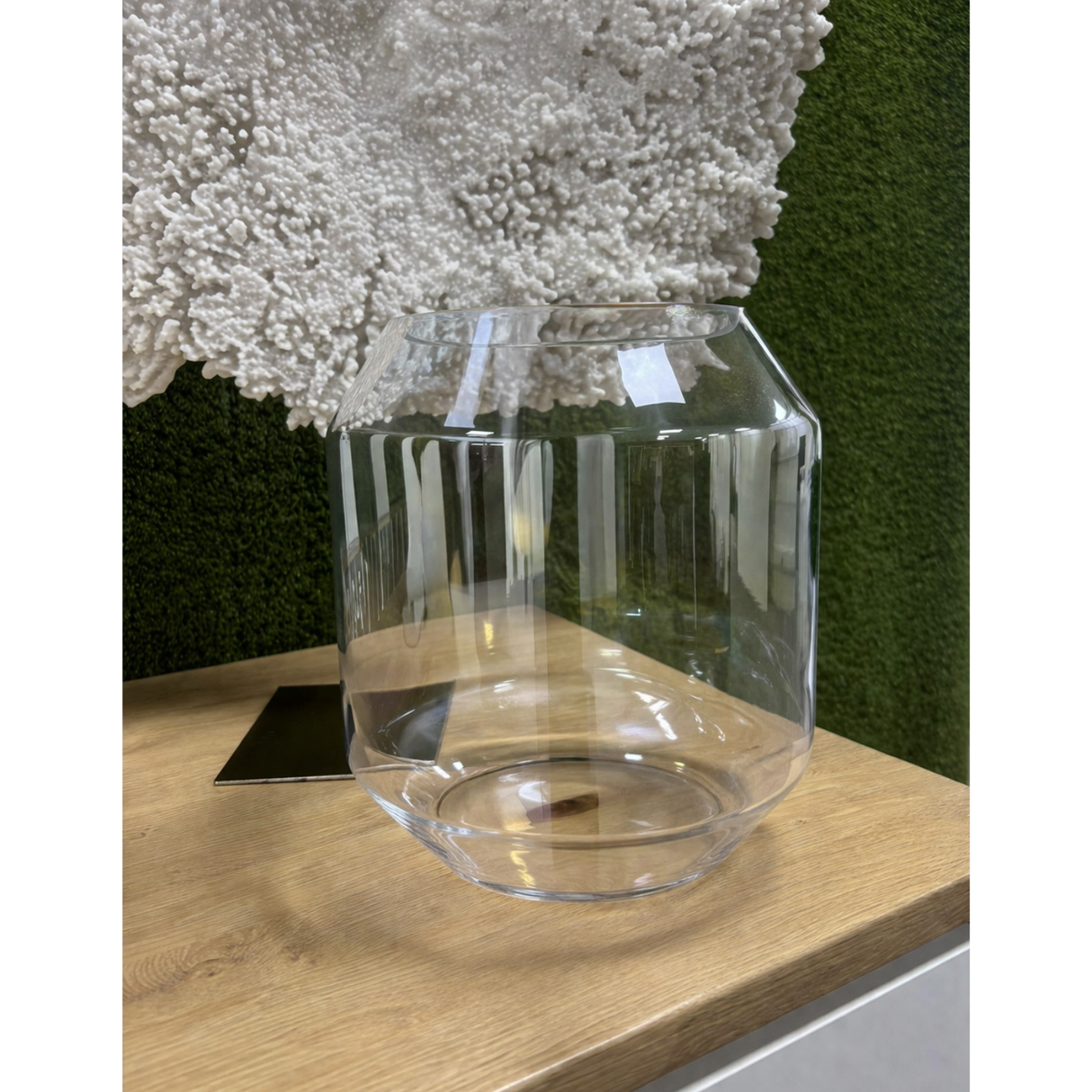 Large Clear Pearlescent Glass Vase H24cm