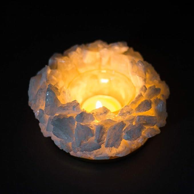 Crystal Gypsum Stone Tea Light Candle Holder White