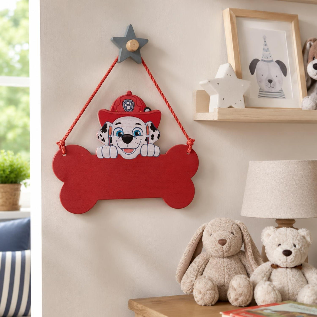 Paw Patrol Marshall Wooden Hanging Plaque Red
