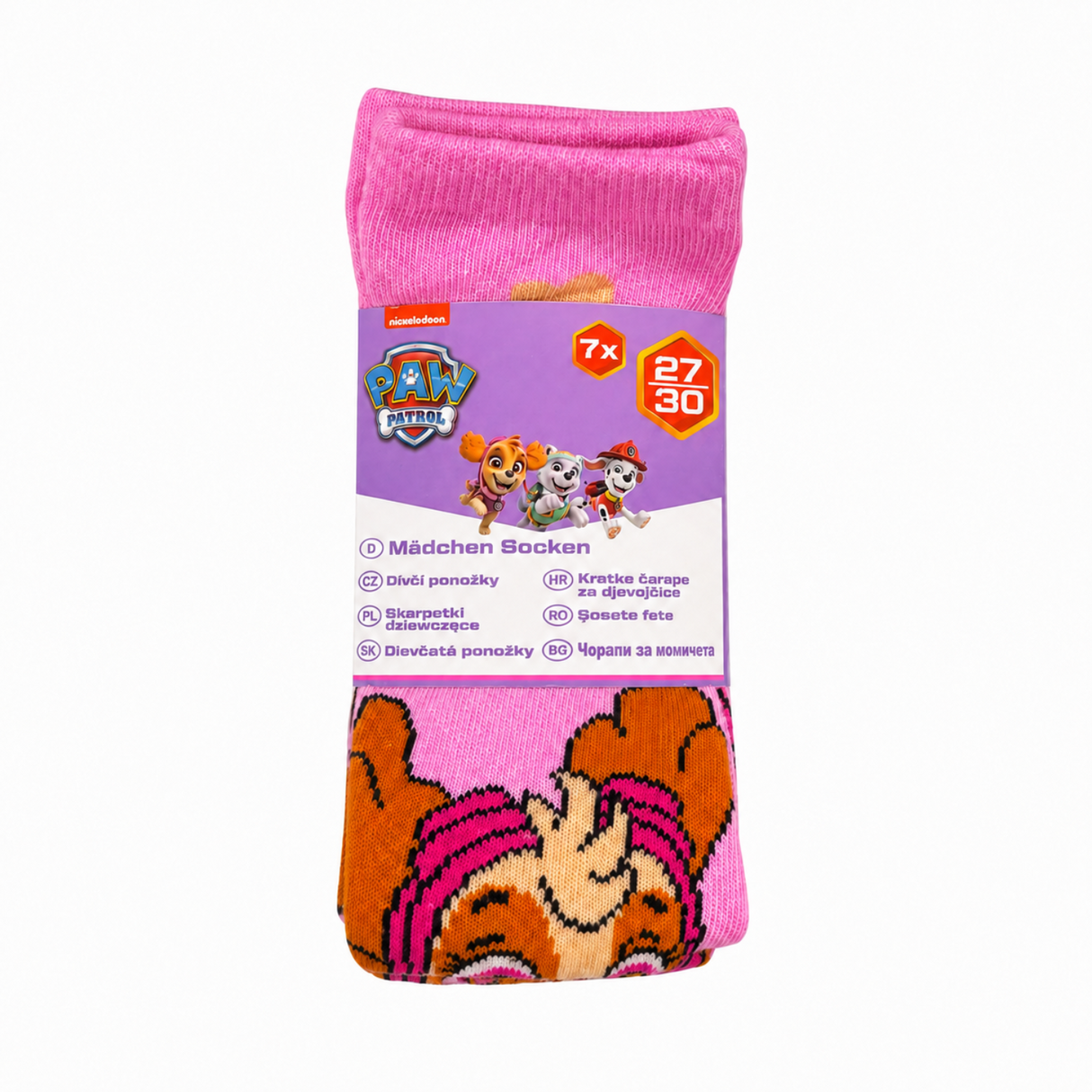 Girls PAW Patrol 7 Pack Multicoloured Socks EU 27-30 UK 9-12