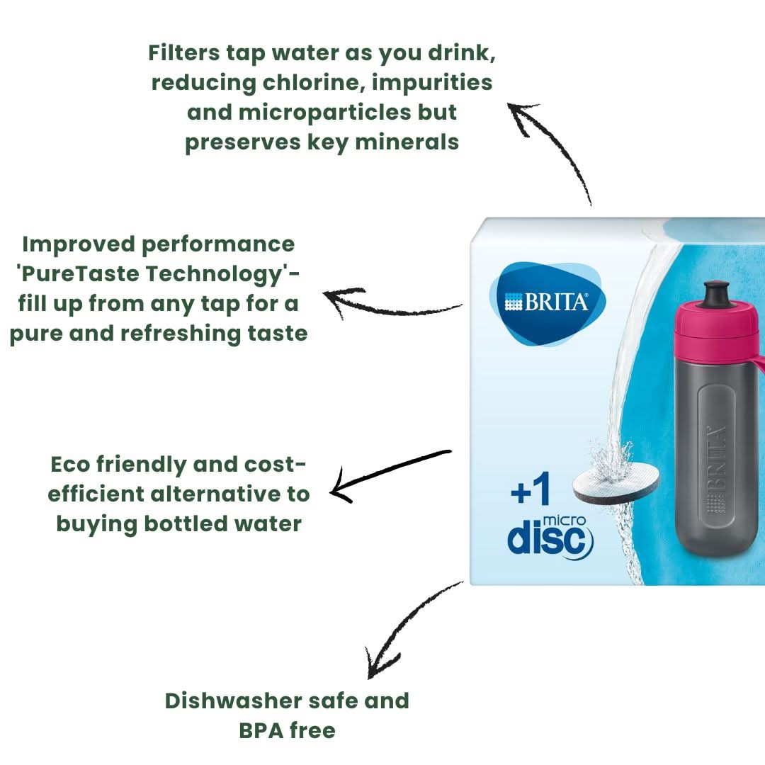 Brita 600ml Fill & Go Filter Water Bottle - Pink