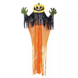 11 ft Halloween pumpkin decoration with spooky pumpkin head and tattered black and orange fabric body