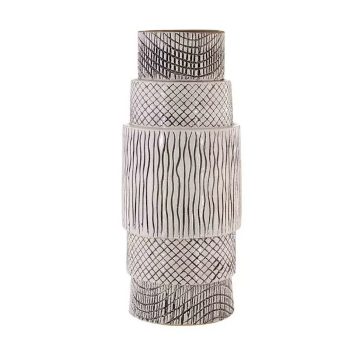 Mono Earthenware Vase Black and White Design
