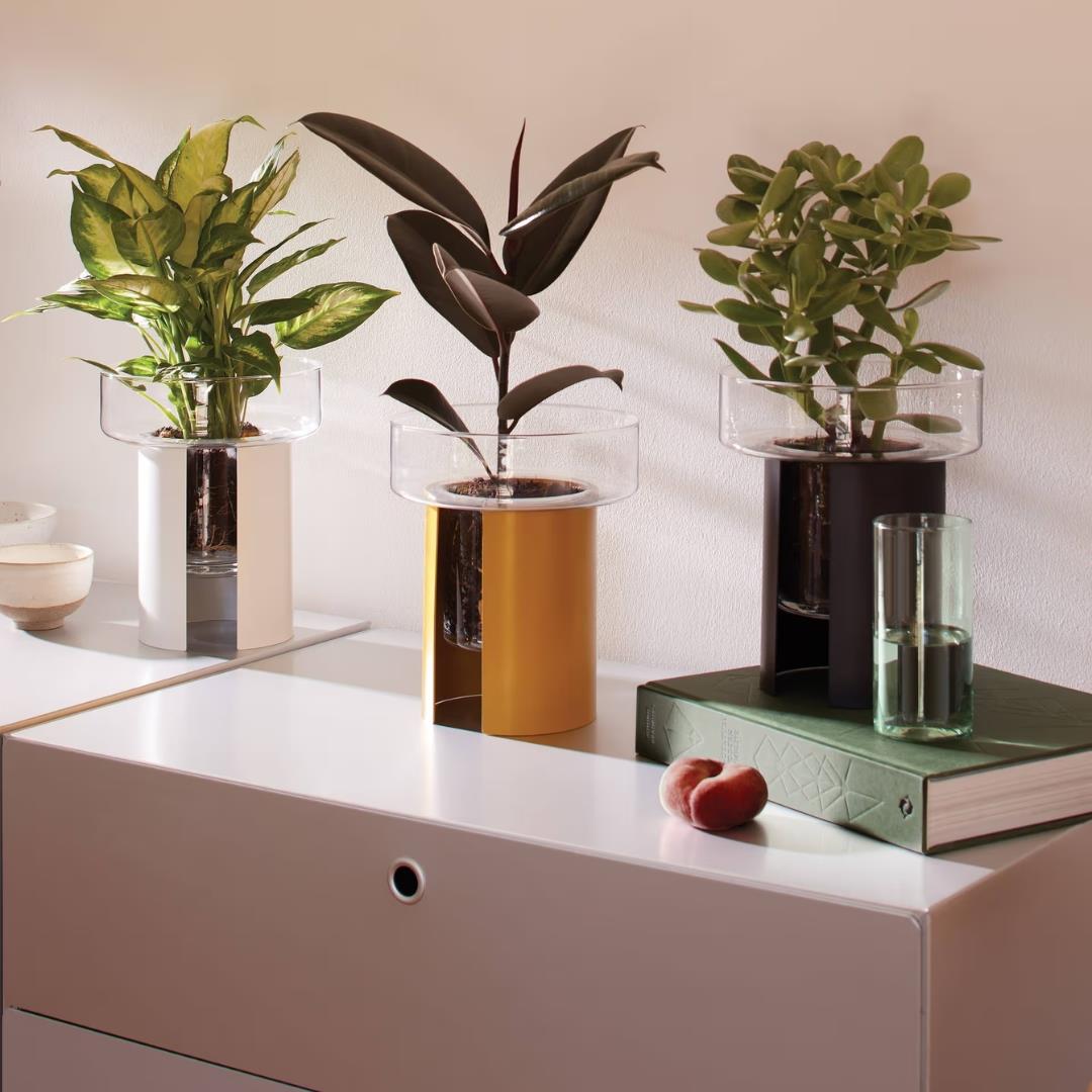 LSA Terrazza Planter Pot Height 45cm Jet Black