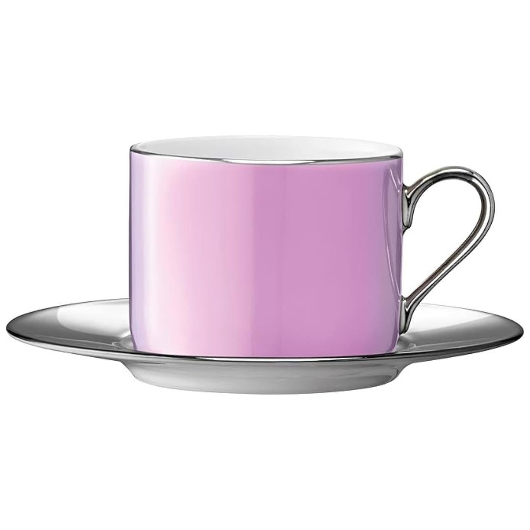 LSA Palazzo Porcelain Teacup and Saucer 250ml Pink