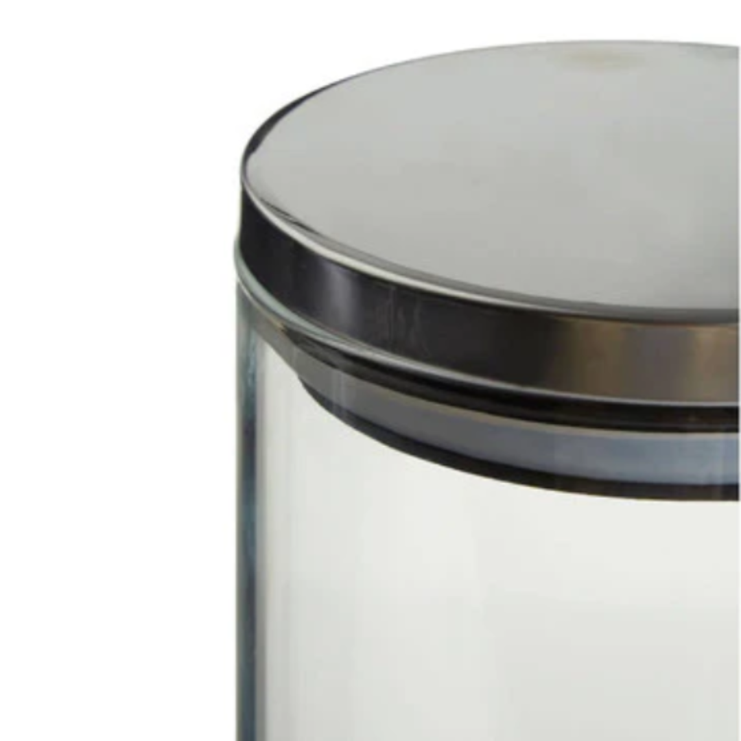 Clear Glass Cylinder Storage Jar with Black Lid 1600ml