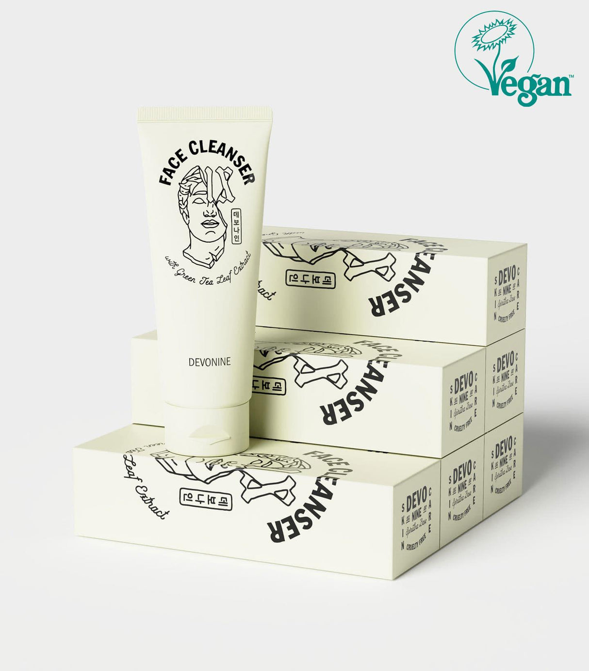 Devonine Vegan Face Cleanser with Green Tea Leaf Extract 150ml EXP 2024