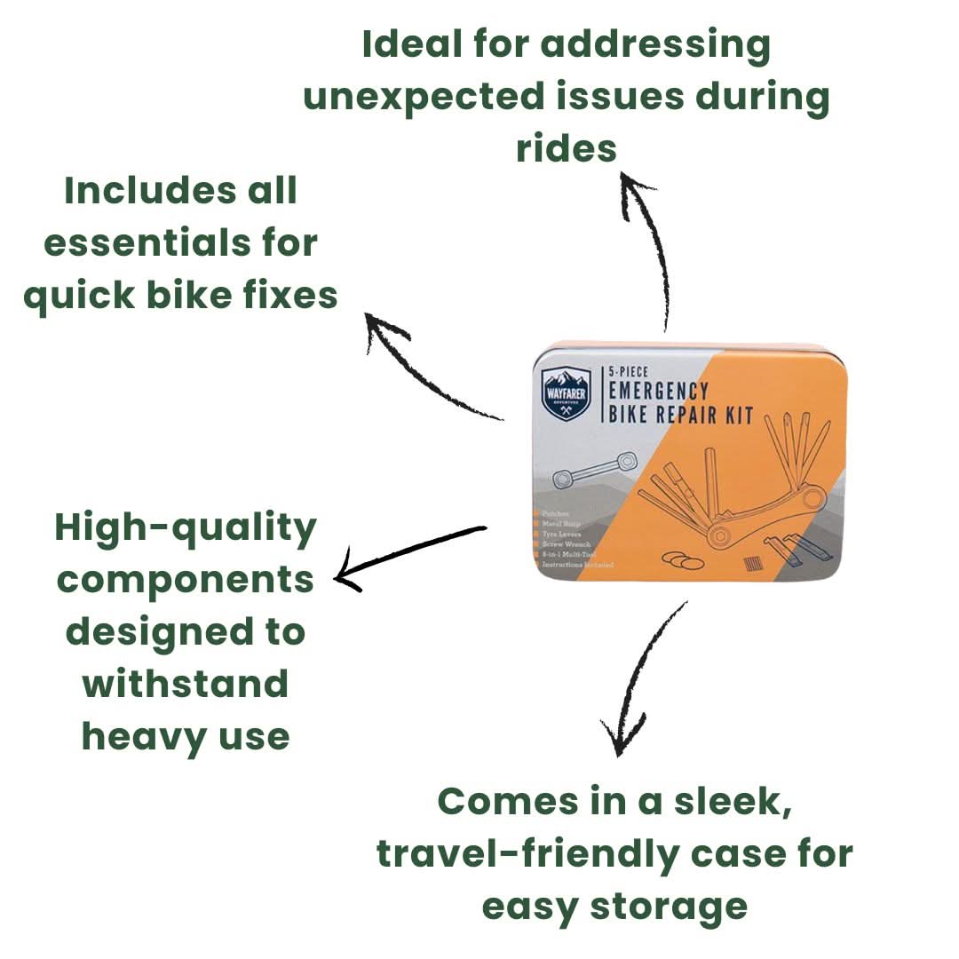 Wayfarer 5 Piece Emergency Bike Repair Kit with Tin Box