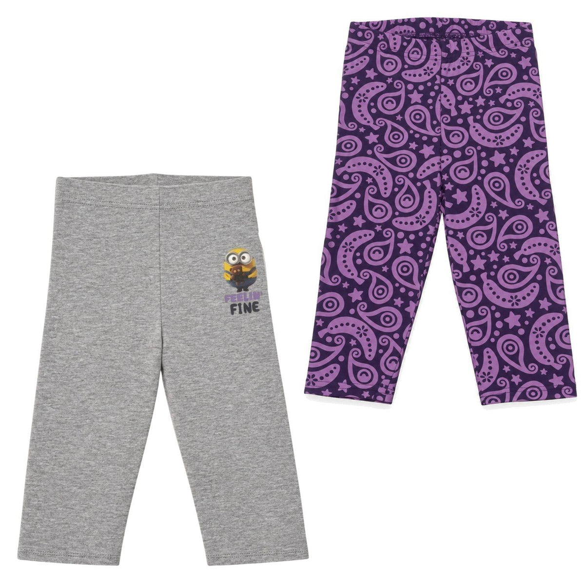 Minions Girls' 2-Pack Cotton Leggings Size 5-6 Years Multi