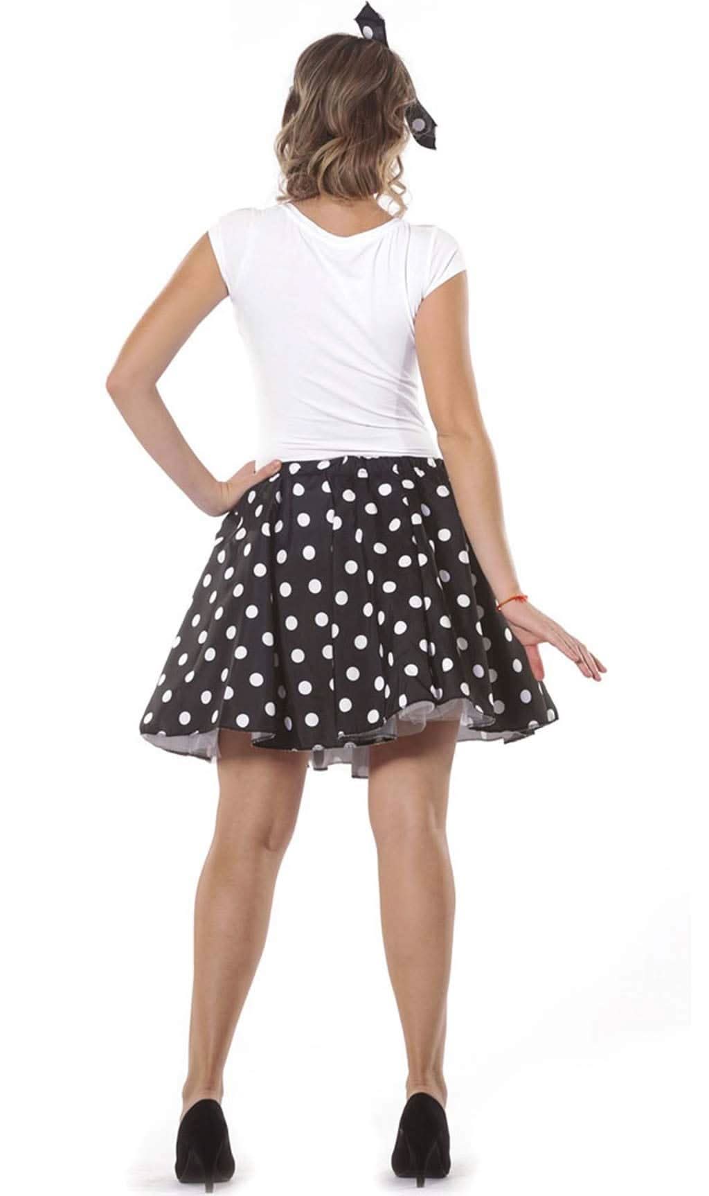 Women's 1950s Black Polka Dot Rock & Roll Costume - UK 14-16