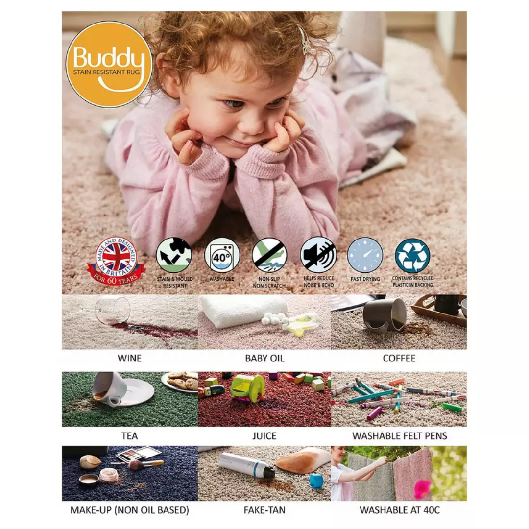 Soft Long Pile Non-Slip Rug with Rubber Backing Beige