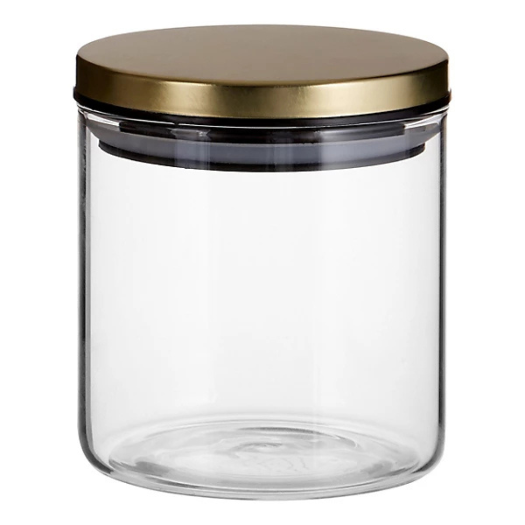 Clear Glass Cylinder Storage Jar with Bronze Lid 550ml