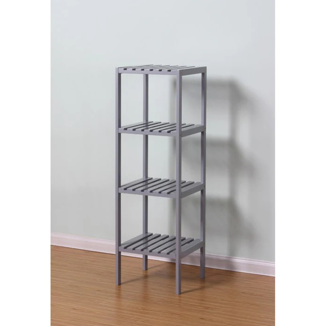 4 Tier Grey Wooden Storage Shelf Freestanding Unit