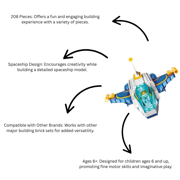 Blockz Spaceship Brick Set 208 Pieces, Ages 6+