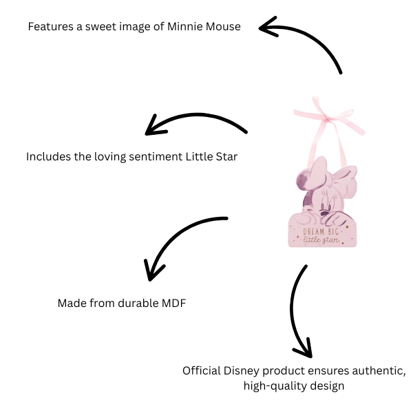 Disney Minnie Mouse Dream Big Little Star MDF Hanging Decoration Pink