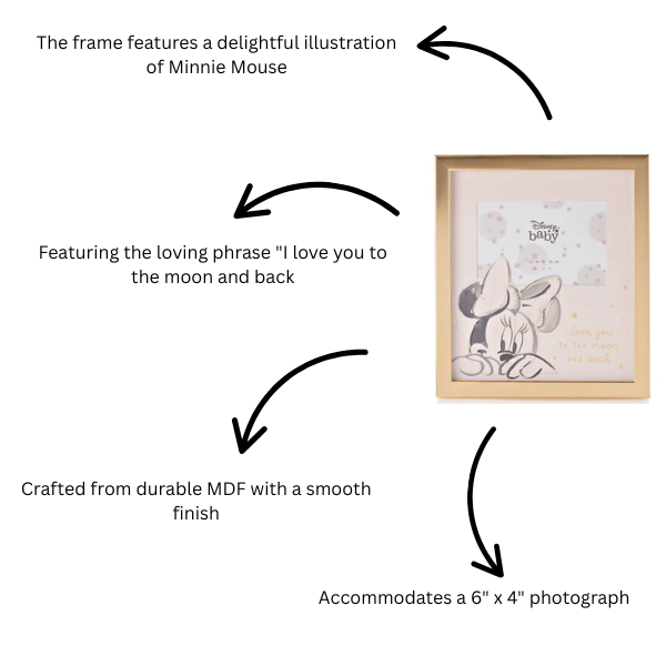 Disney Minnie I Love You To The Moon and Back Photo Frame New Baby Gift