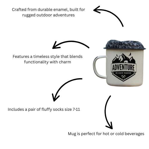 Wayfarer Campfire Enamel Mug and Sock Set UK Size 7-11 Cream