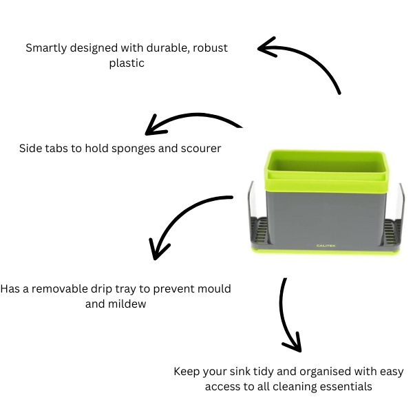 CALITEK Sink Caddy Organizer with Drip Tray – Green