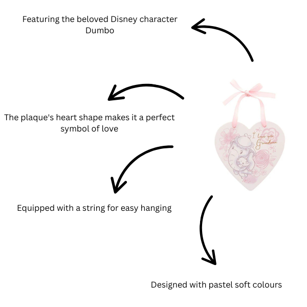 Disney Dumbo Magical Beginnings Hanging Plaque I Love You Grandma Pink