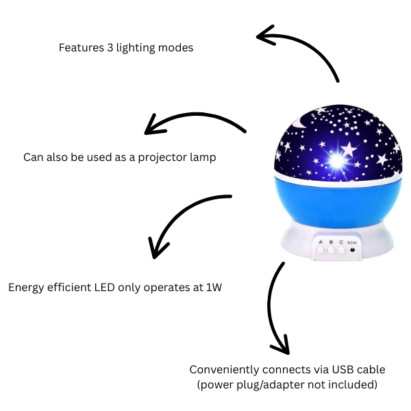 DS Living Moon and Star Projector Night Light for Children Blue