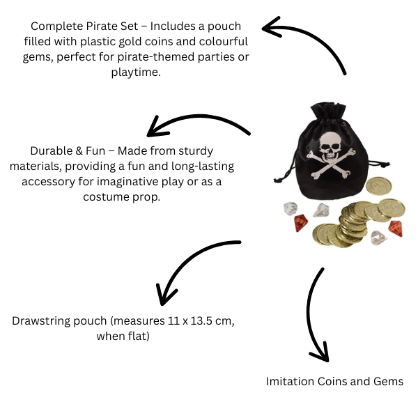 Pirate Pouch with Plastic Gold Coins & Gems