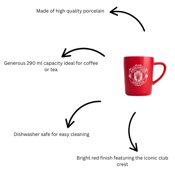 Manchester United Melitta Porcelain Crest 290ml Mug with Gift Box Red