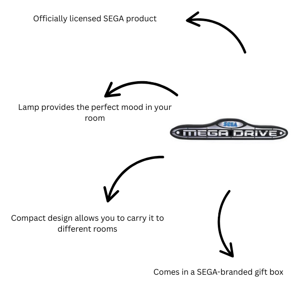 Official Sega Mega Drive Console Logo Light Battery Operated Black