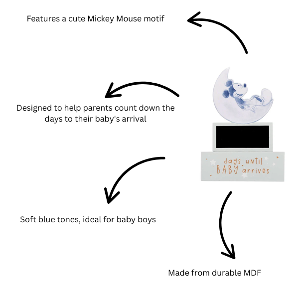 Disney Mickey Countdown to Baby's Arrival Mantel Plaque Blue