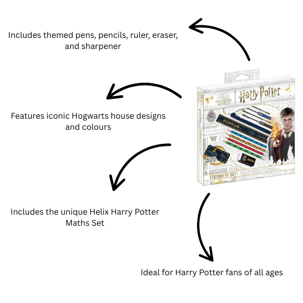 Harry Potter Stationery Set by Helix includes Geometry Set