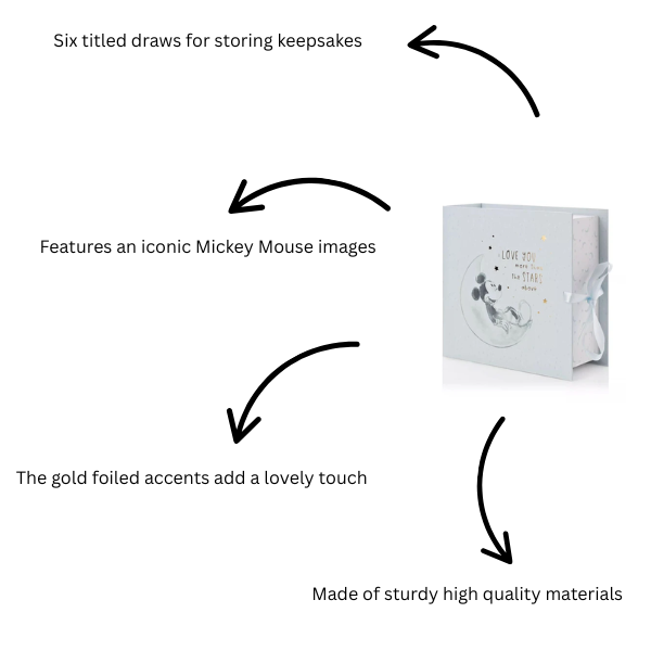 Disney Mickey Mouse Baby Keepsake Box Moon and Stars Blue