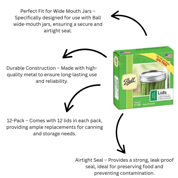 Ball Replacment Wide Mouth Lids (Pack of 12)