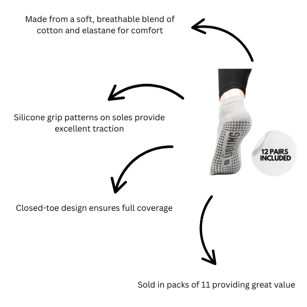 Ubung Yoga Grey Women's PSYSK701 Pack of 12 Size 4.5-9 UK Size