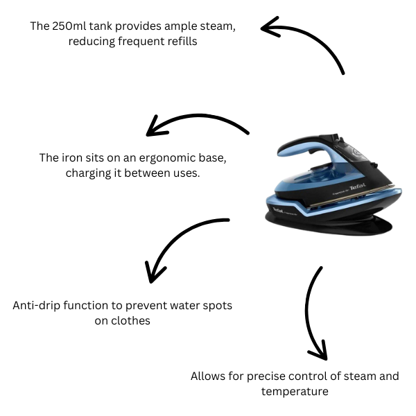 Tefal Freemove Air Cordless Steam Iron 2400W – Black/Blue