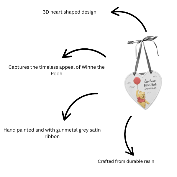 Disney Winnie the Pooh Resin Littlest Big Deal in Town Heart Plaque