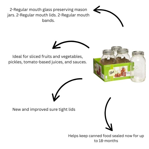 Ball Regular Mouth Mason Jar 946ml 4-Pack