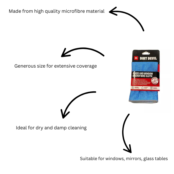 Dirt Devil Glass and Window Microfibre Cloth 30 x 30 cm Blue