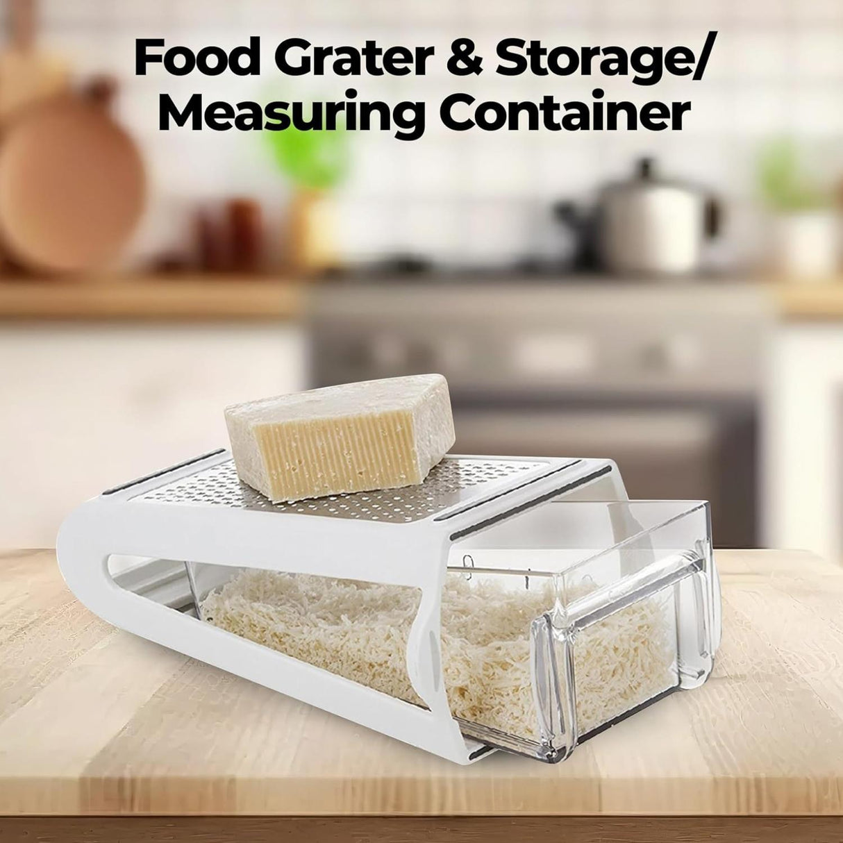2-Way Stainless Steel Food Grater with 480ml Measuring Box