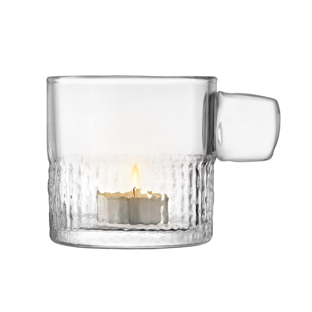 LSA Glass Tealight Holder with Handle 9cm Clear