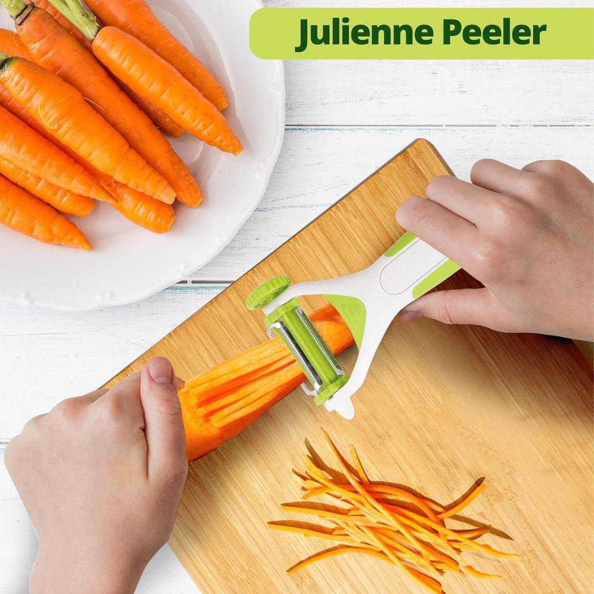 3-in-1 Food Straight Julienne Serrated Peeler for Vegetables and Fruit