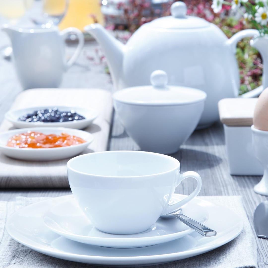 LSA Dine Porcelain Cappucino Cup and Saucer 350ml Set of 4 White