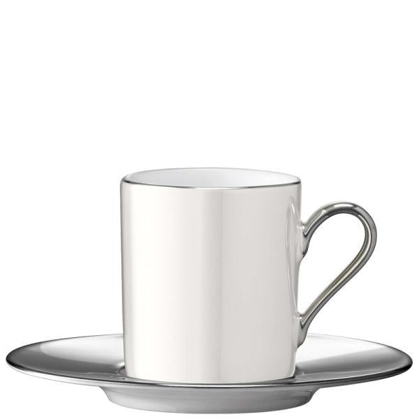 LSA Palazzo 100ml Porcelain Coffee Cup and Saucer Pearl Platinum