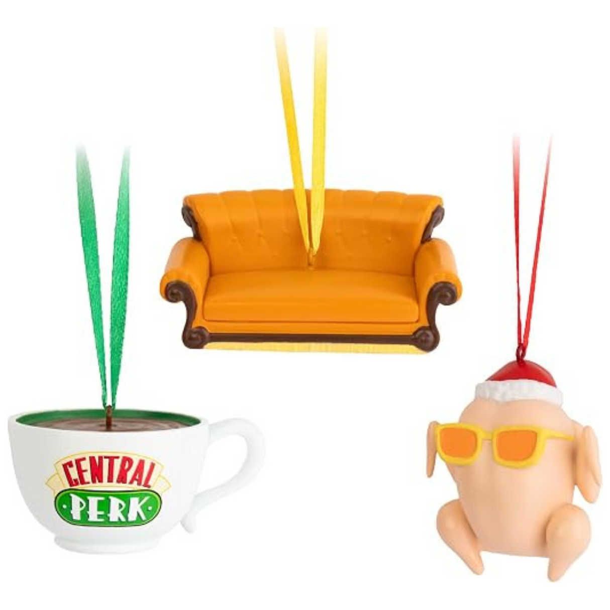 Friends Turkey Sofa and Central Perk Mug Set of 3 Christmas Ornaments