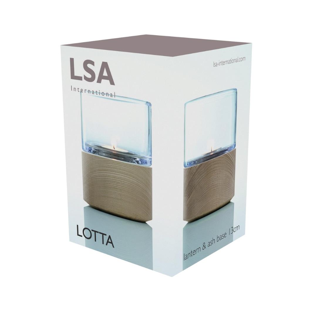 LSA Lotta Lantern Clear with Ash Base H13cm