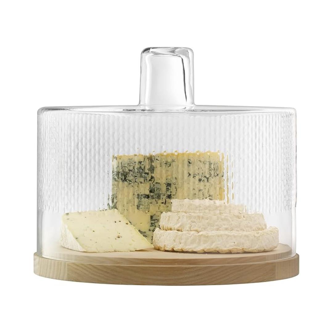 LSA Wicker Glass Serving Dome Ash Base H27.2cm