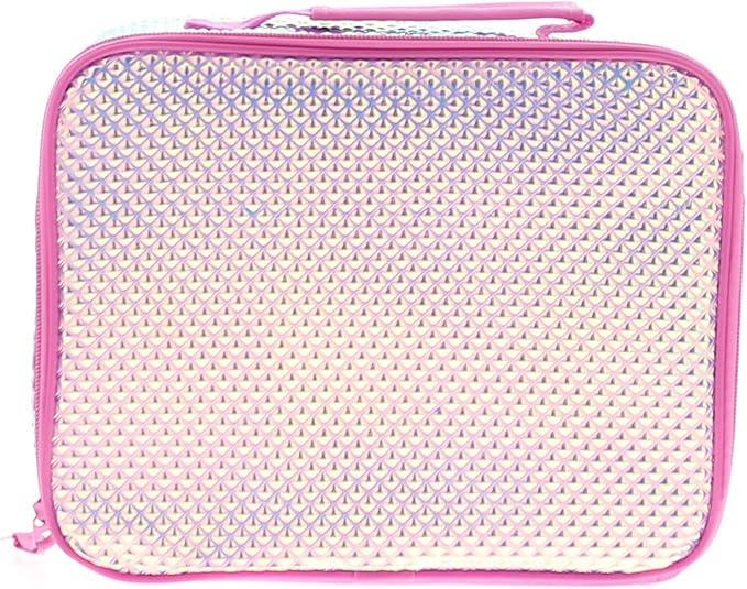 Iridescent Insulated Lunch Bag with Pink Handle