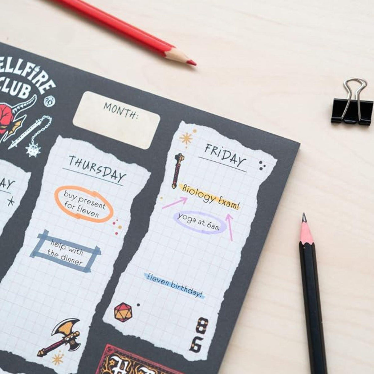 Stranger Things Hellfire Club A4 Weekly Planner Notepad